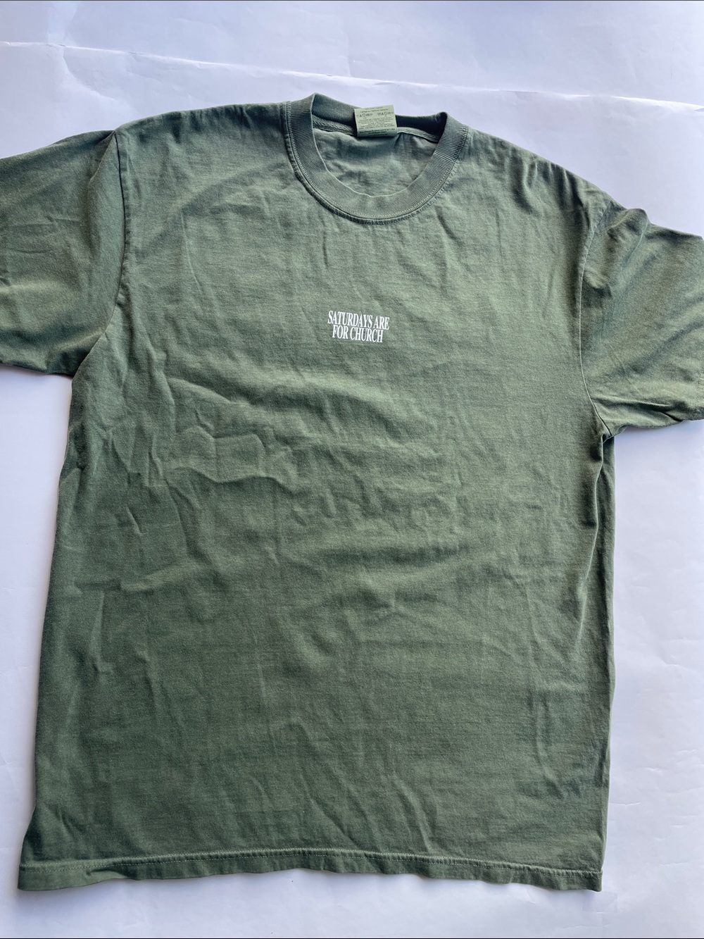 Comfort Colors Olive Green 'Saturdays Are For Church' Graphic Tee - Mens